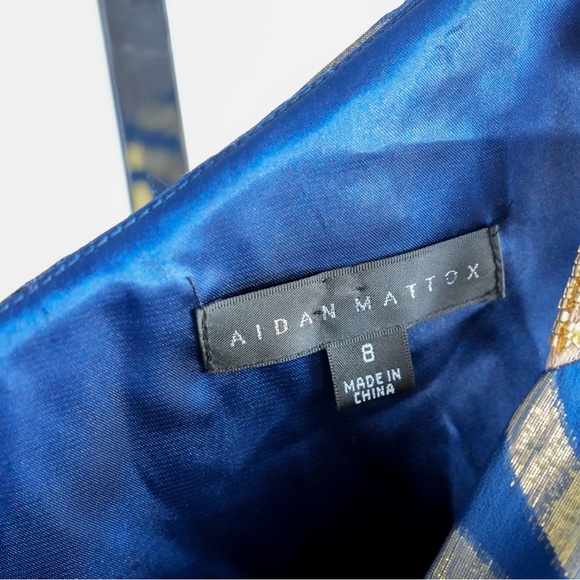 AIDON MATTOX One Shoulder Blue and Gold Dress​ - Picture 15 of 16